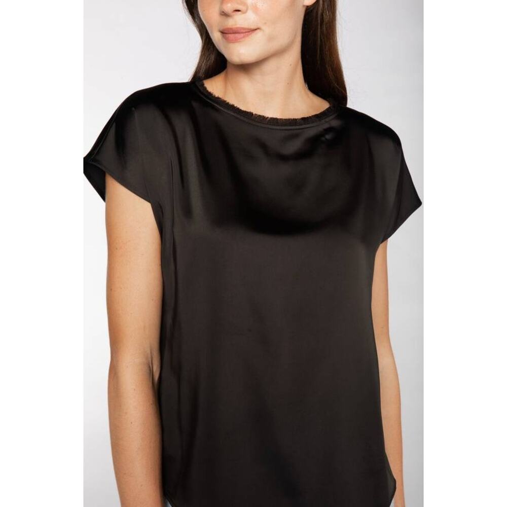 S'edge Astor Silky Short Sleeve Top Stretch Tee in Black XS NWT Quiet Luxury - Picture 2 of 6